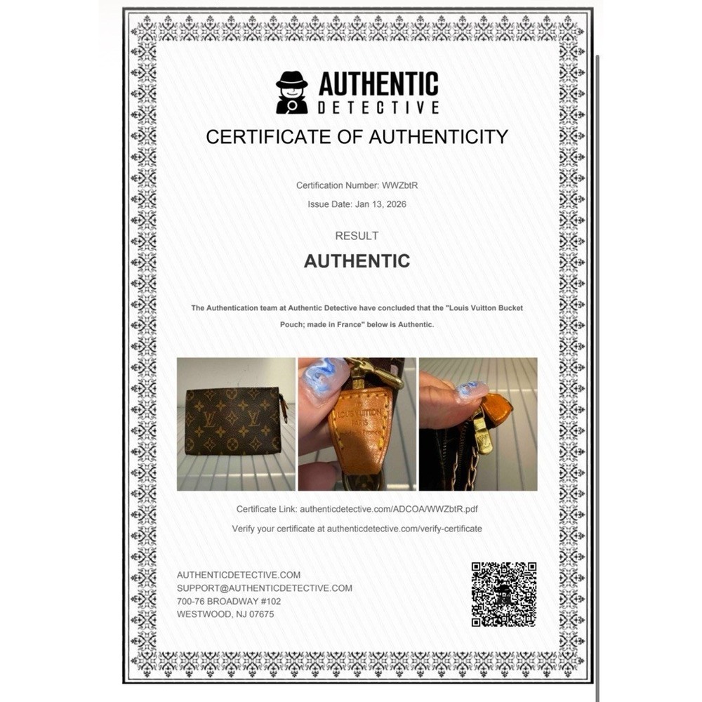 Authentic Vintage Louis Vuitton Monogram Bucket GM Pouch + COA - Clean Interior - Picture 2 of 16